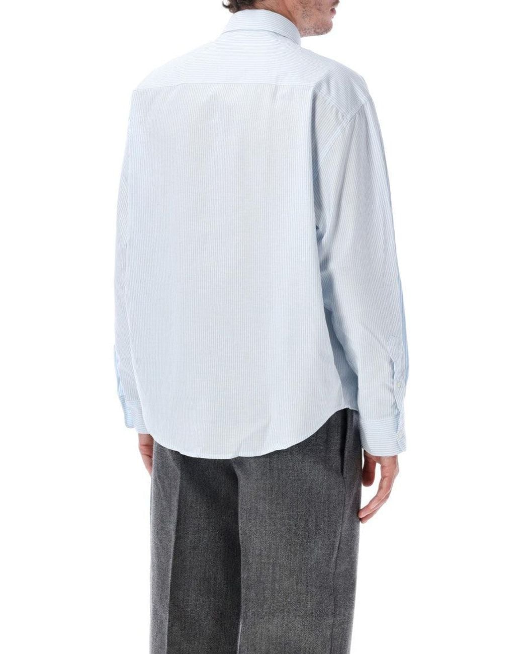 AMI Gray Light Stripes Shirt for men