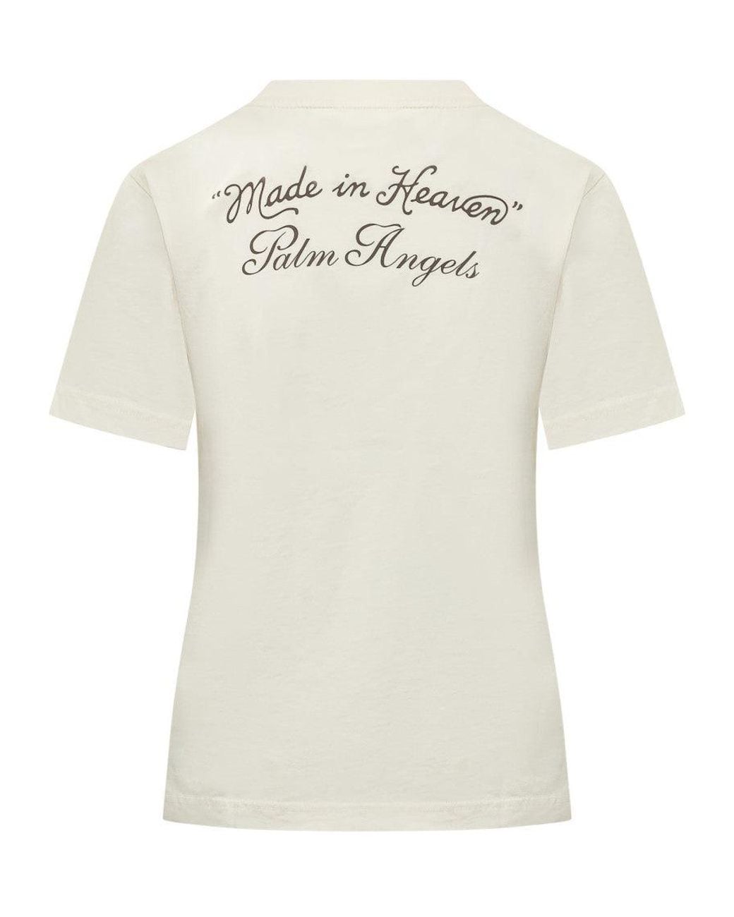 Palm Angels White Logo Crew Neck T-Shirt