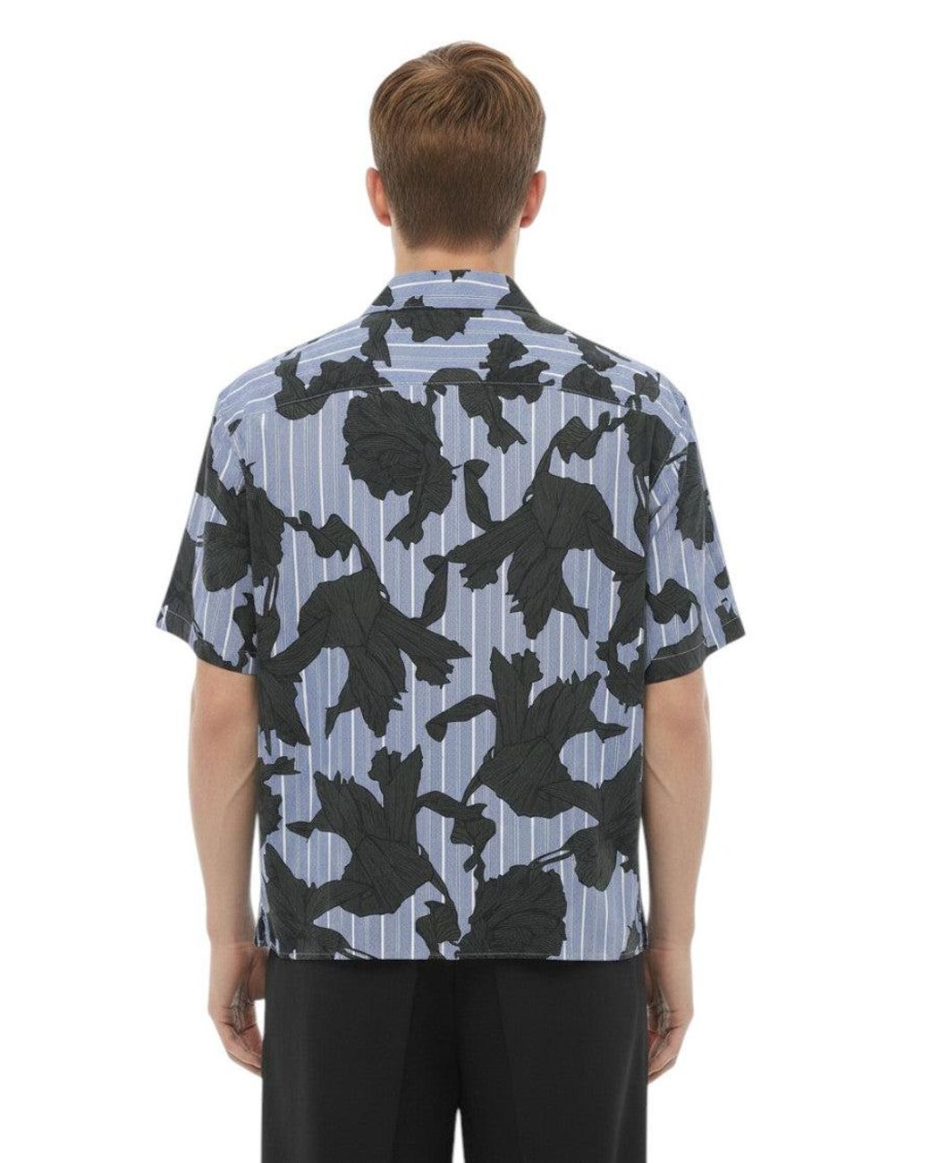 Neil Barrett Blue Boxy Floral Shirt for men
