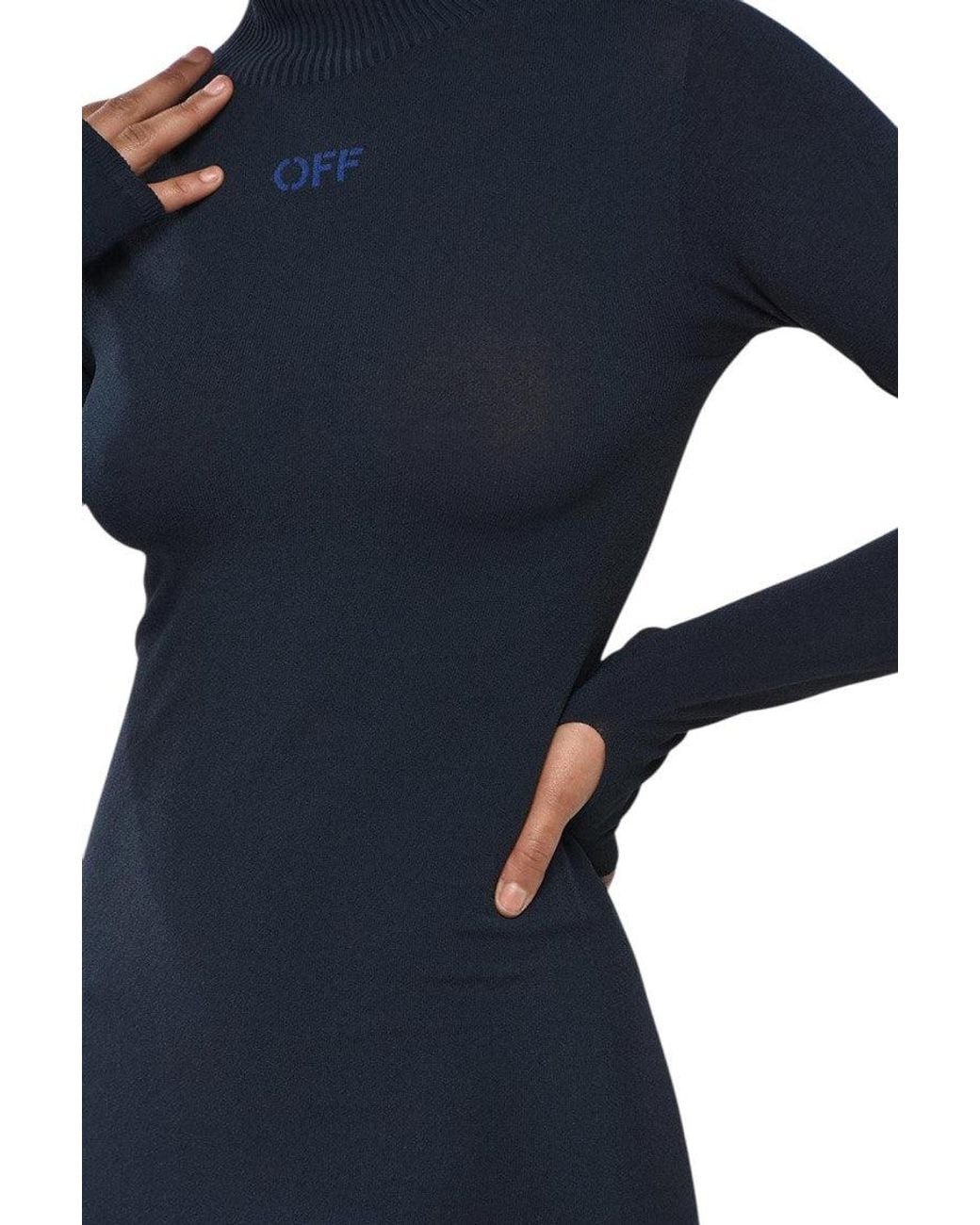 Off-White c/o Virgil Abloh Blue Logo Turtle Neck Maxi Dress