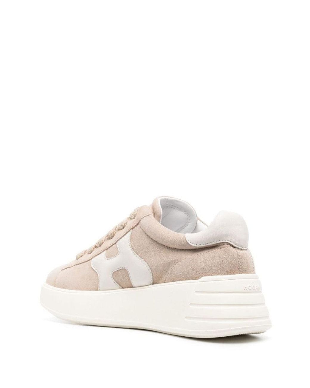 Hogan White Peach Peach Rebel Leather Sneakers