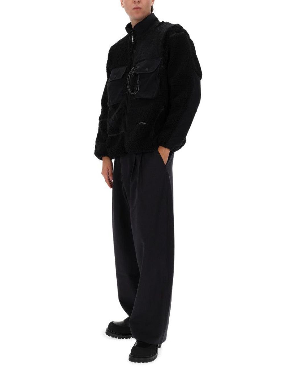And Wander Black Mock Collar Jacket for men