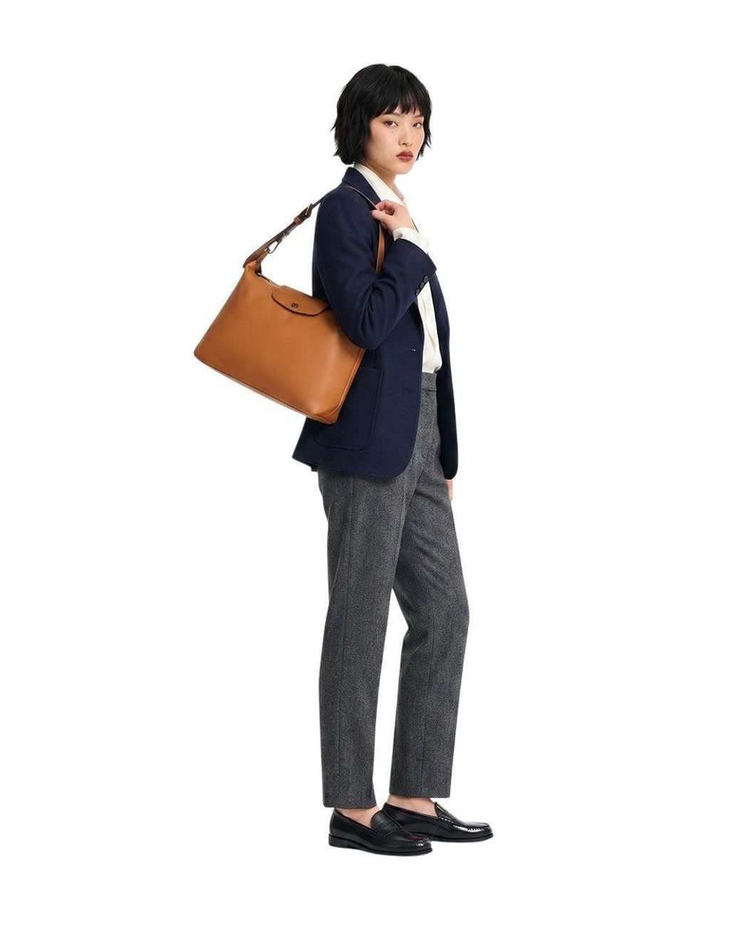 Longchamp Brown Le Pliage Medium Hobo