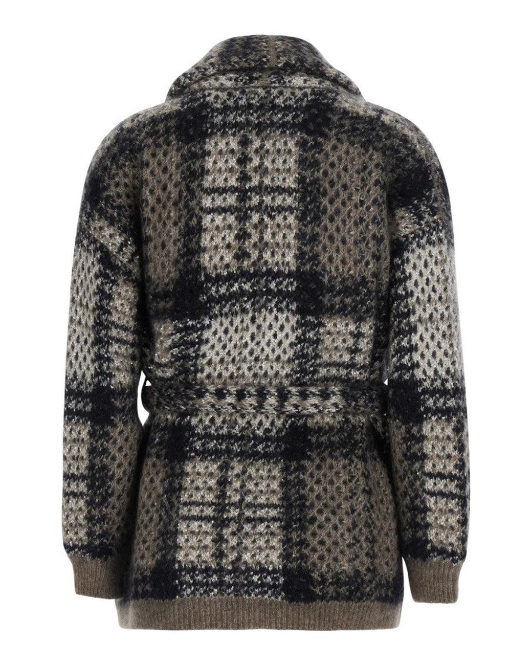 Brunello Cucinelli Gray Brunello Cucinelli Sequin-Embellished Mohair Wool Blend Cardigan