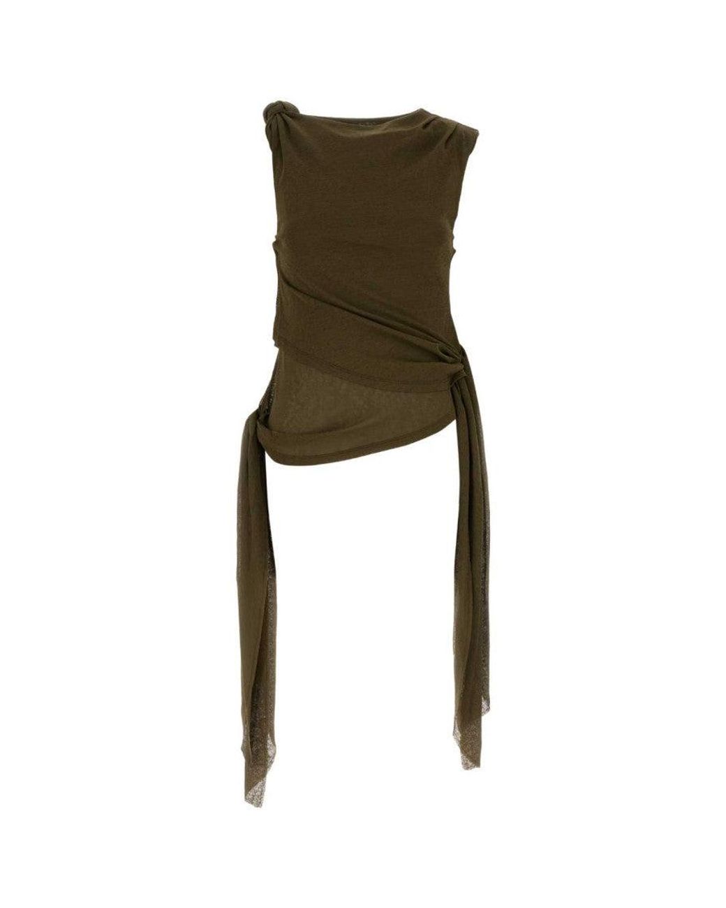 Ganni Green Boat Neck Top