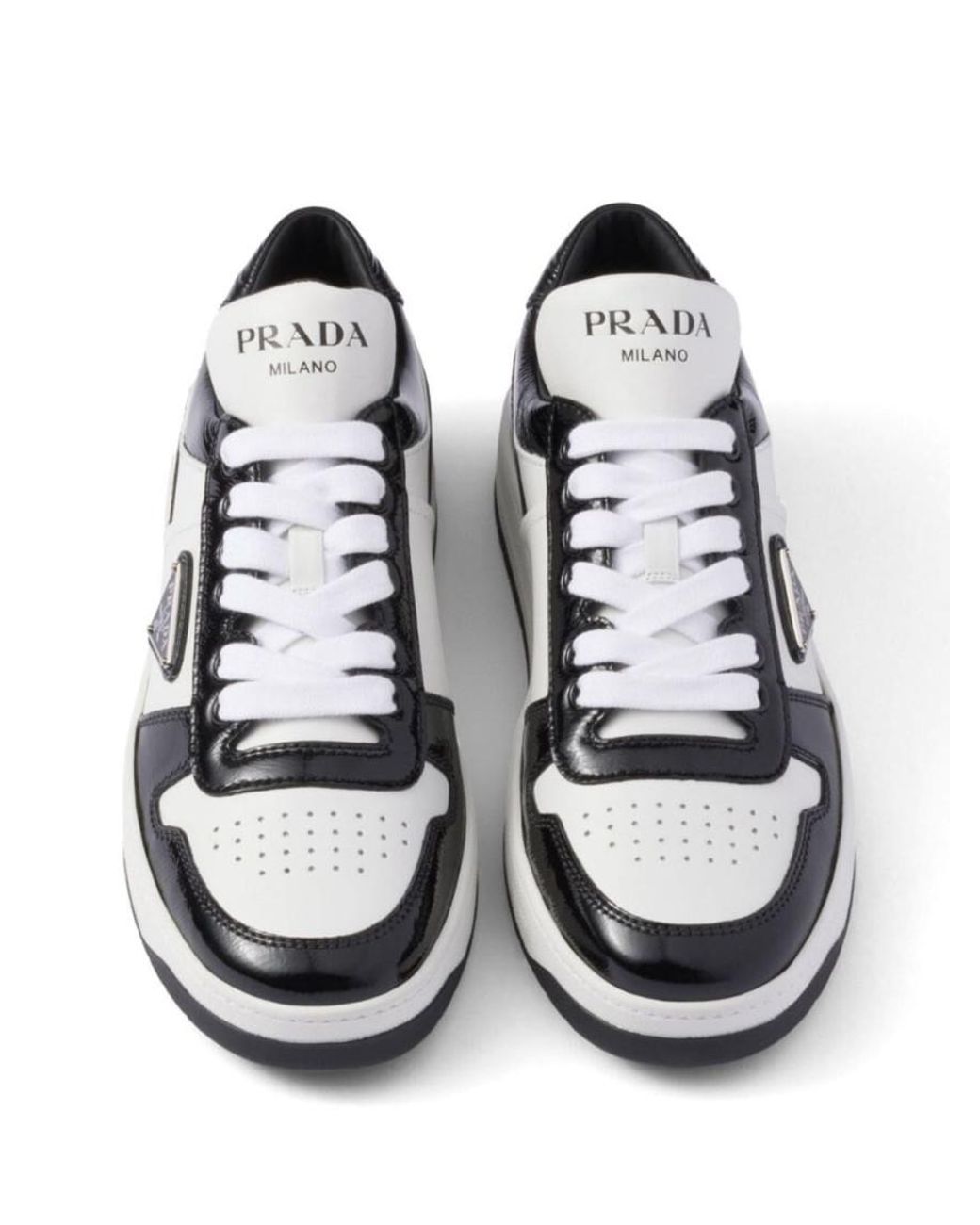 Prada White Color Block Sneakers