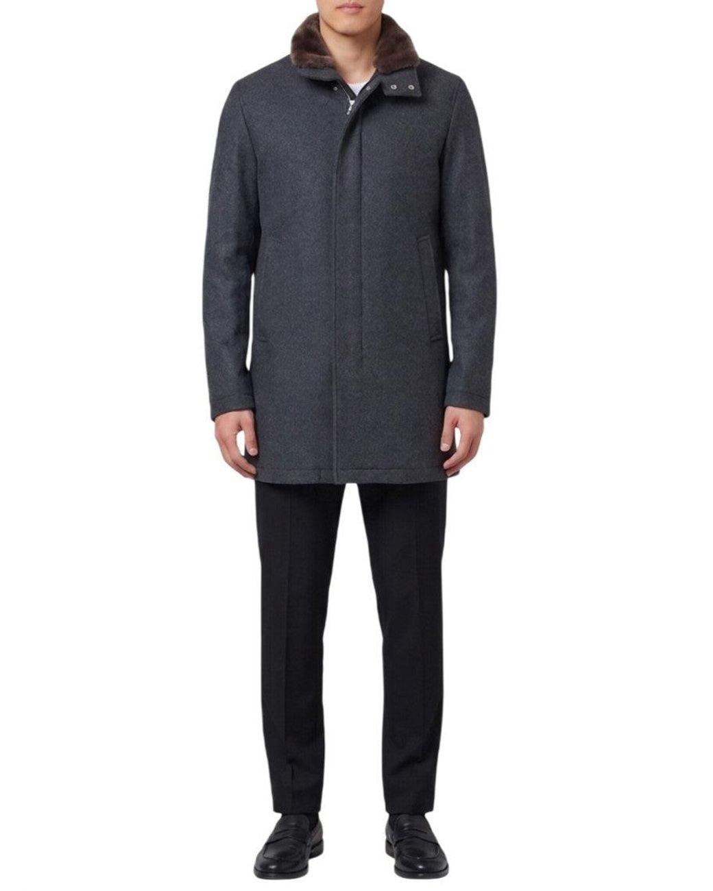 Herno Blue Regular Wool Coat for men