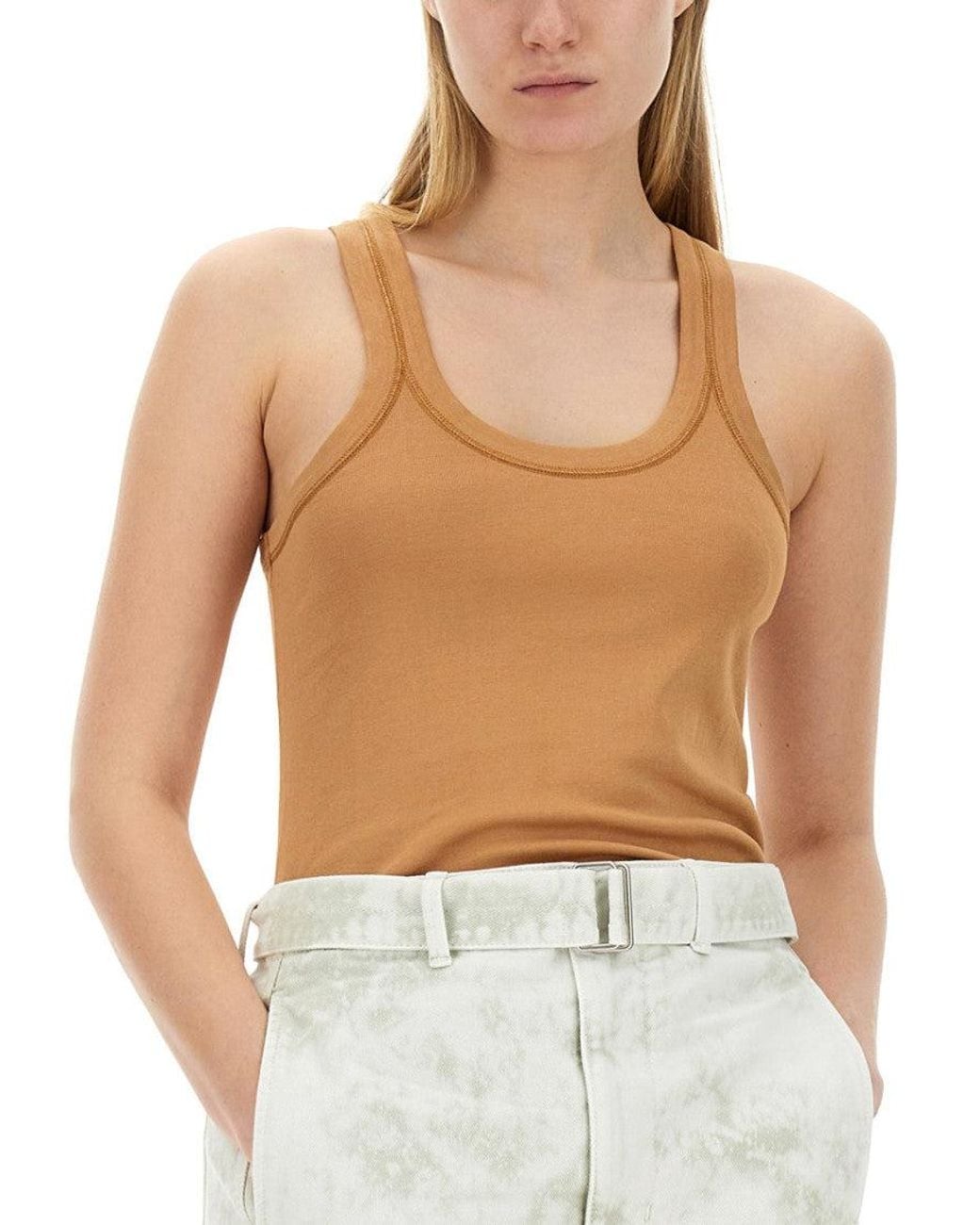 Lemaire White Solid Scoop Neck Top