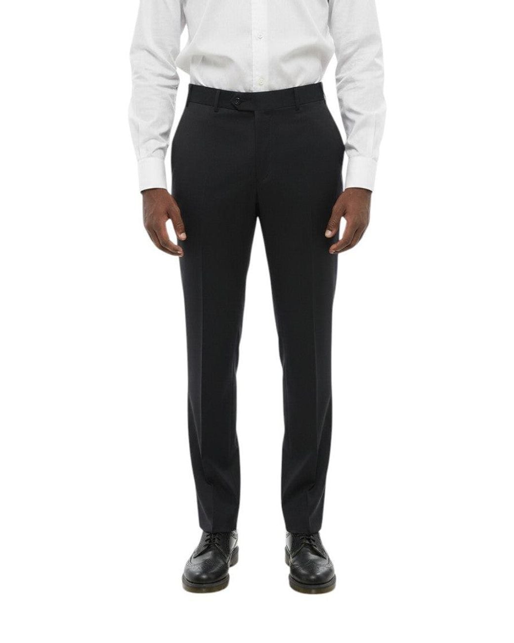 Corneliani Black Flat Front Trousers for men