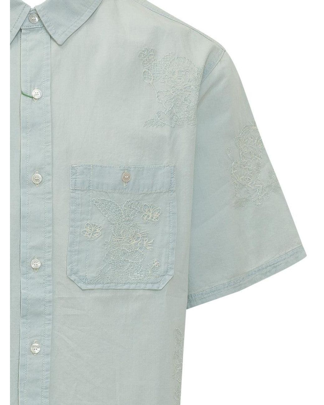 KENZO Blue Embroidered Shirt for men