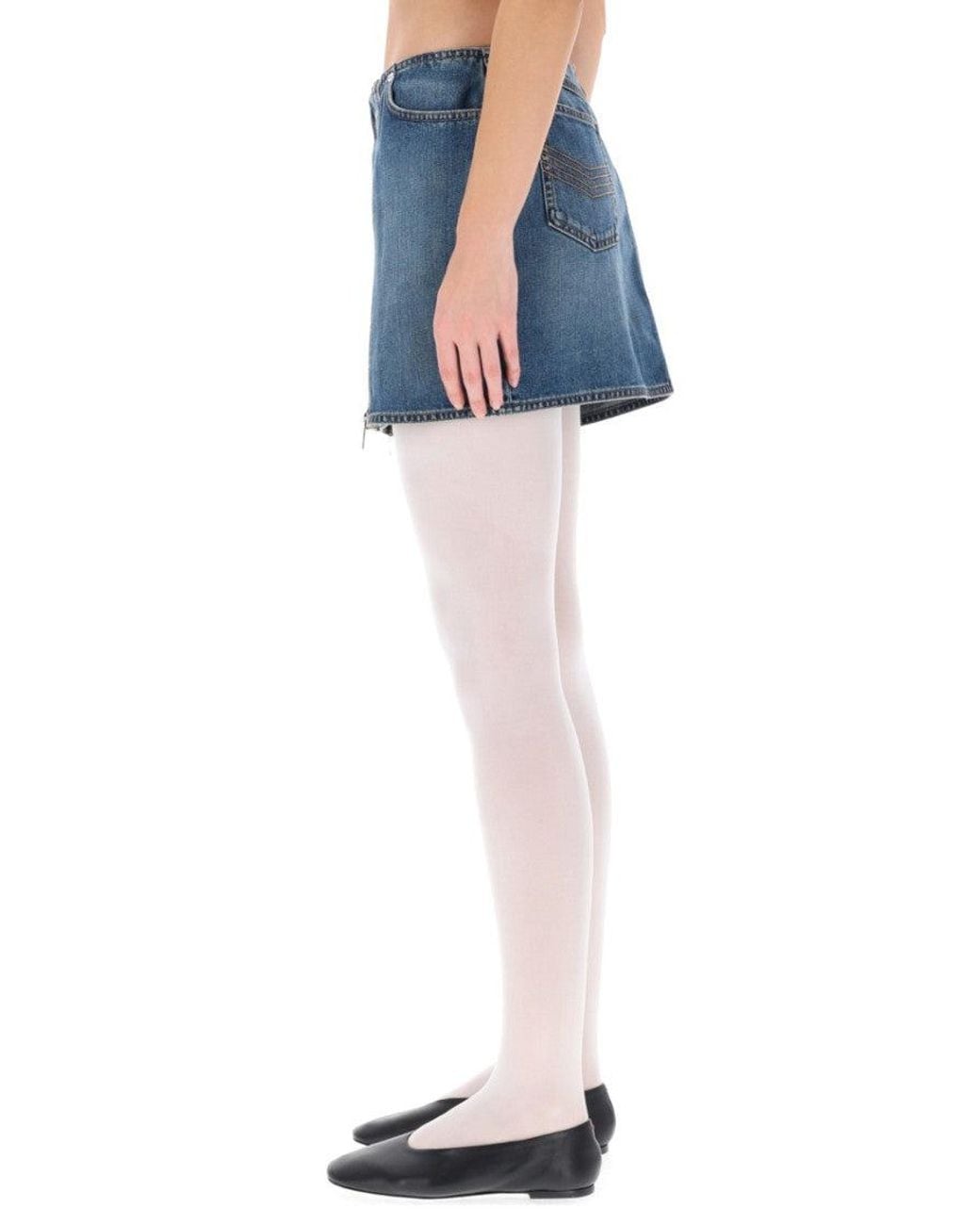 Jean Paul Gaultier Blue Denim Solid Mini Skirt