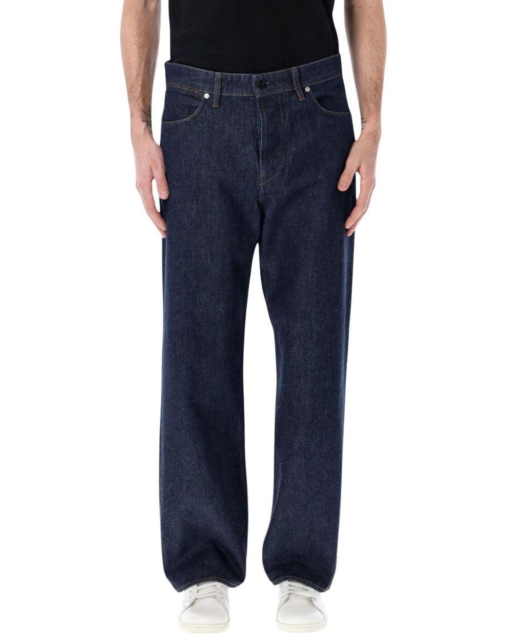 Stone Island Blue Loose Mid Rise Jeans for men