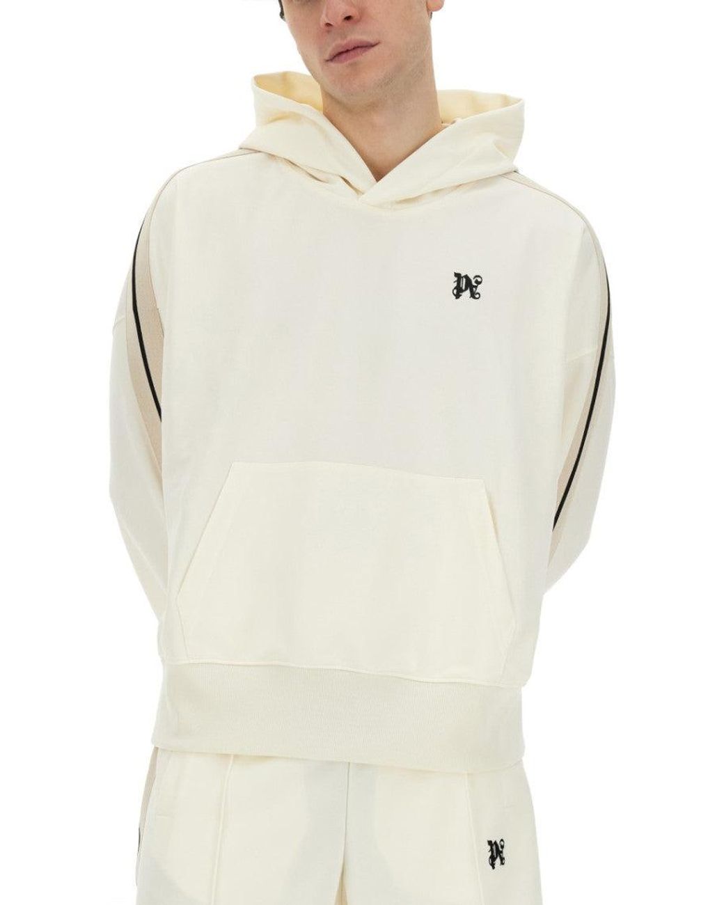 Palm Angels White Monogram Sweatshirt for men