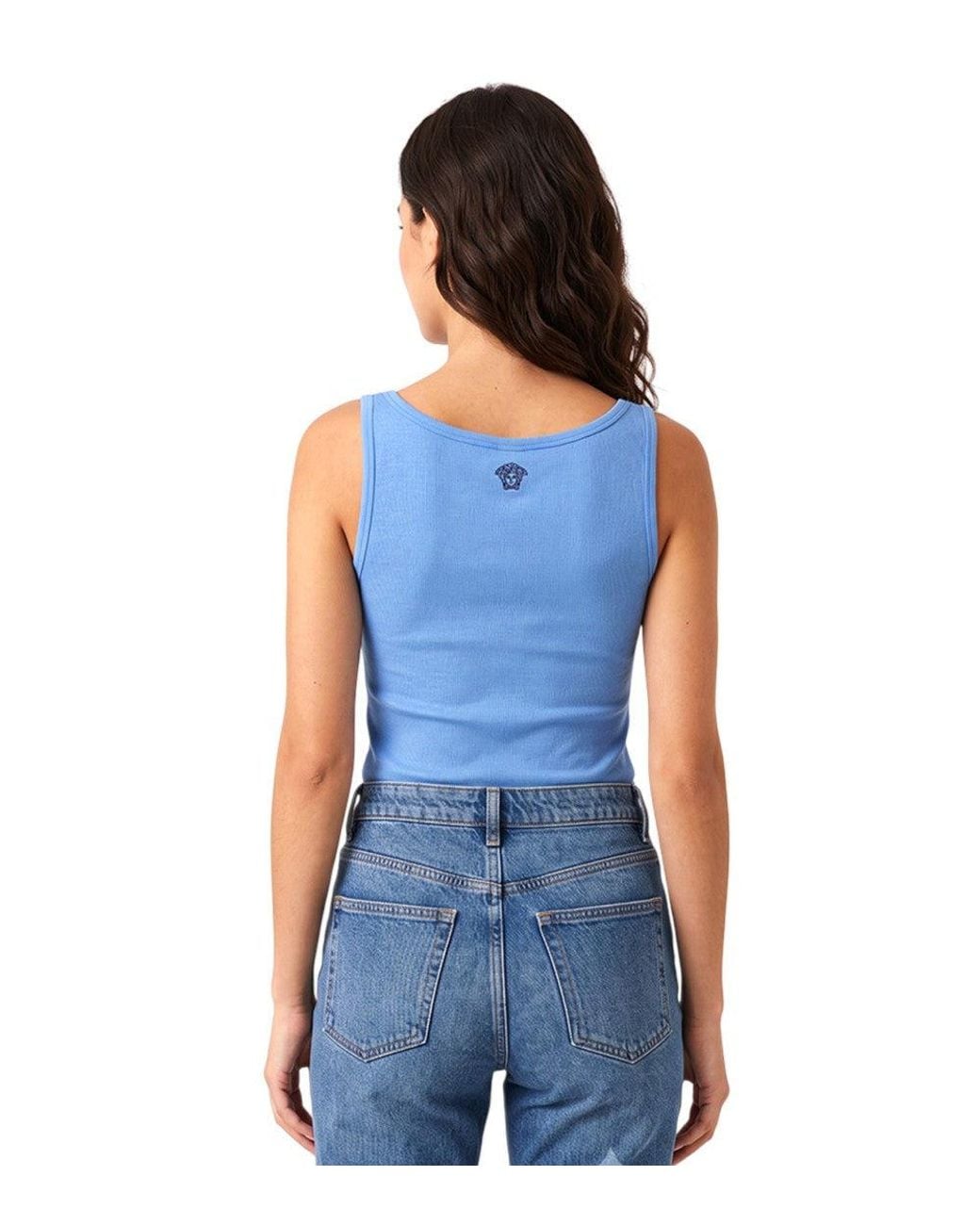 Versace Blue Scoop Neck Top