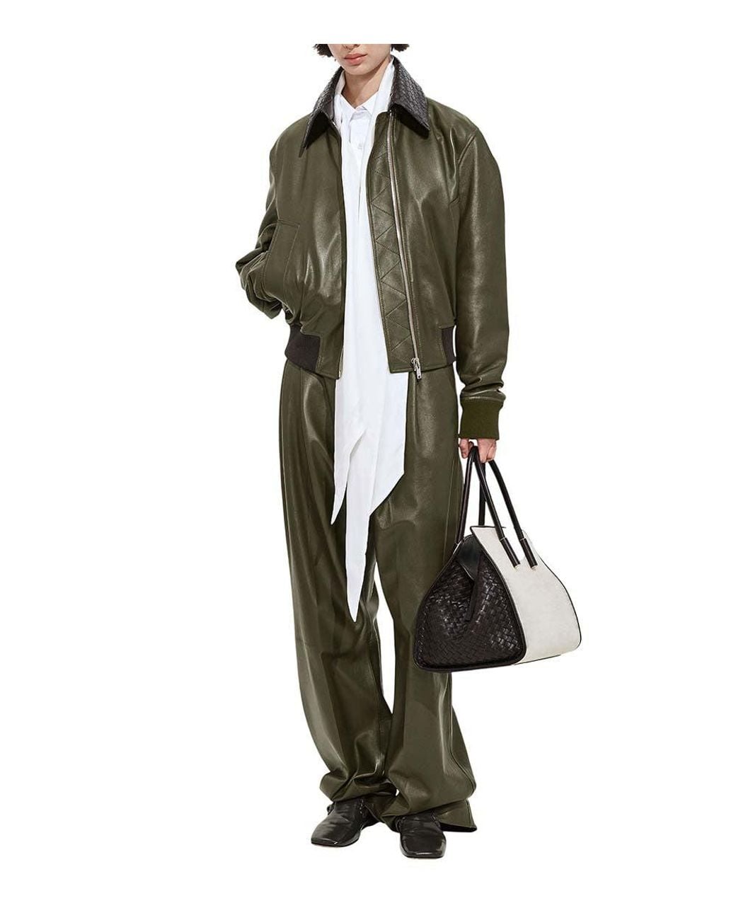 Bottega Veneta Green Shirt Collar Jacket