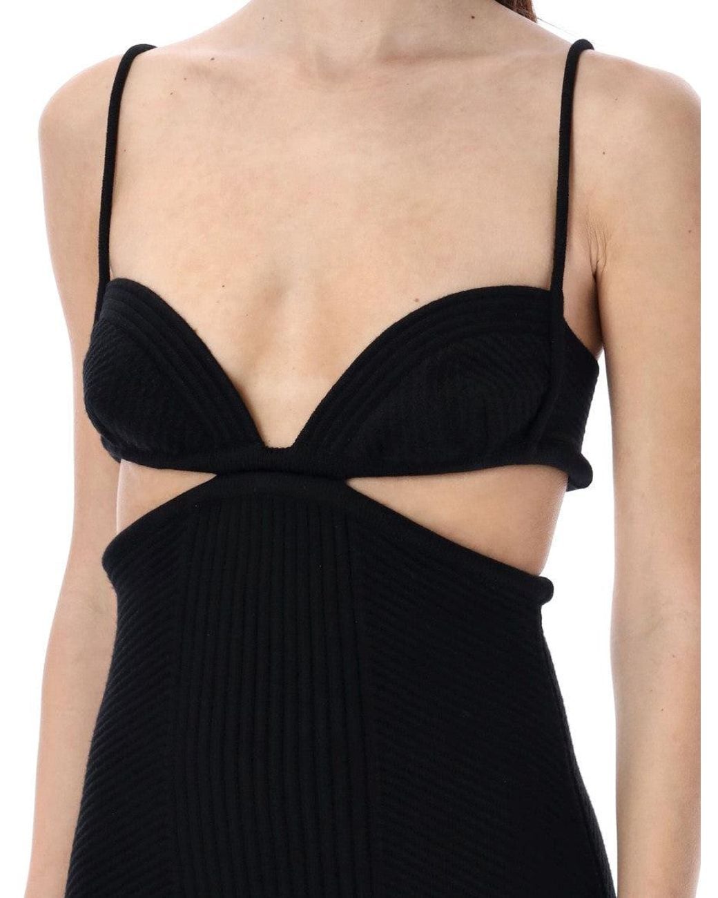 Off-White c/o Virgil Abloh Black Cut-Out Ribbed-Knit Minidress