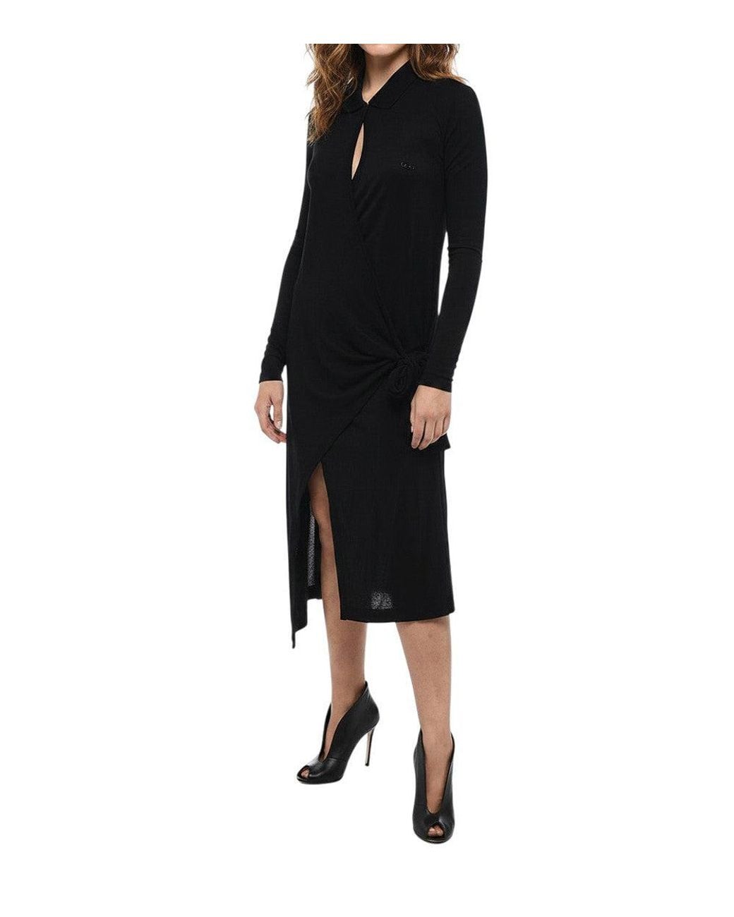 DIESEL Black Shirt Collar Midi Dress
