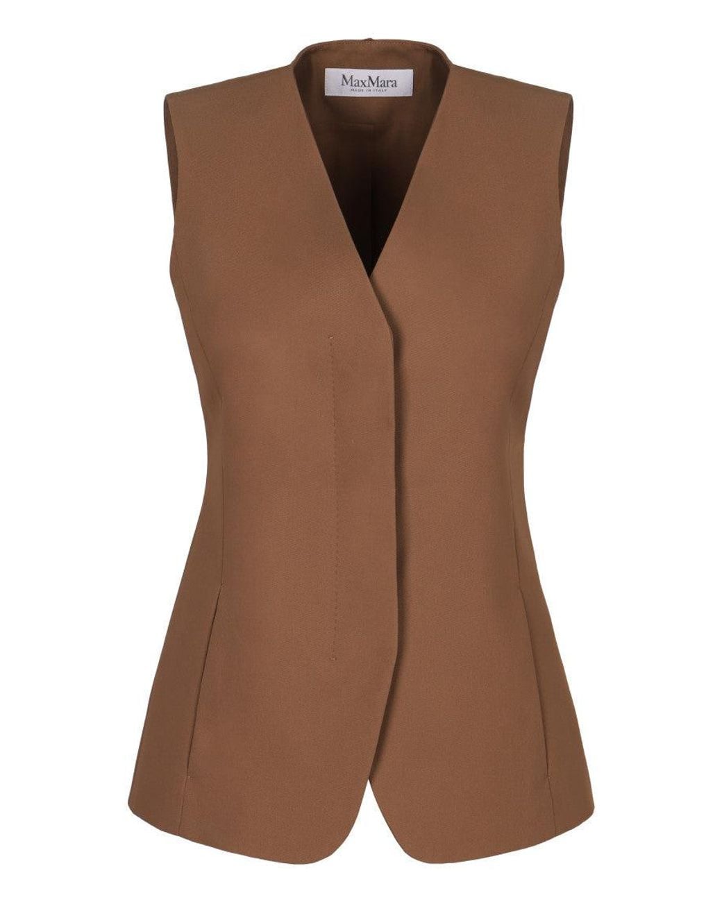 Max Mara Brown Solid V Neck Blazer