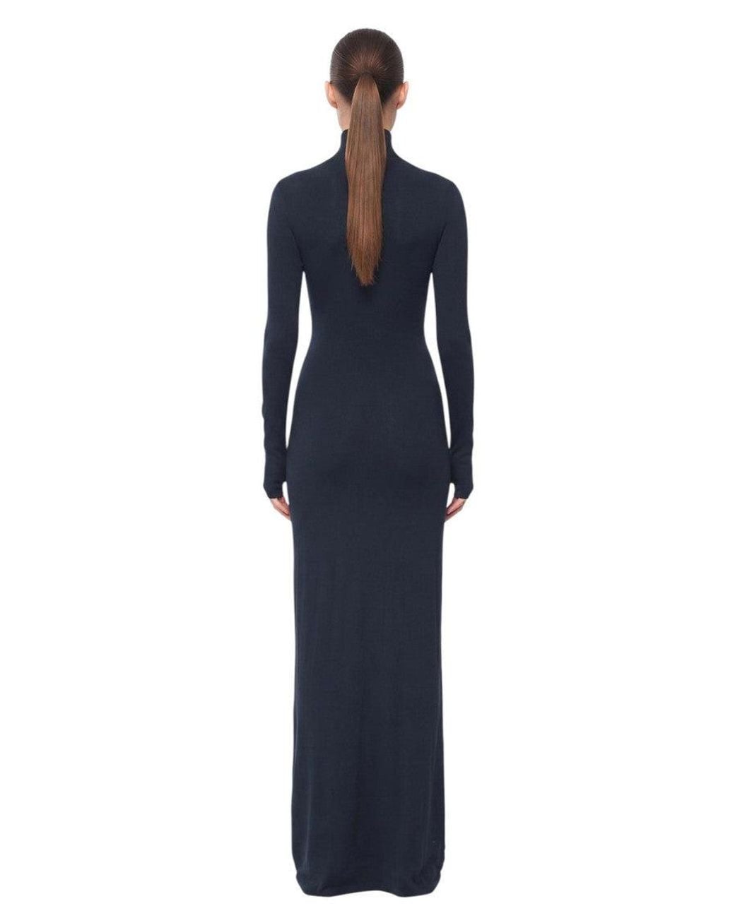 Off-White c/o Virgil Abloh Blue Logo Turtle Neck Maxi Dress