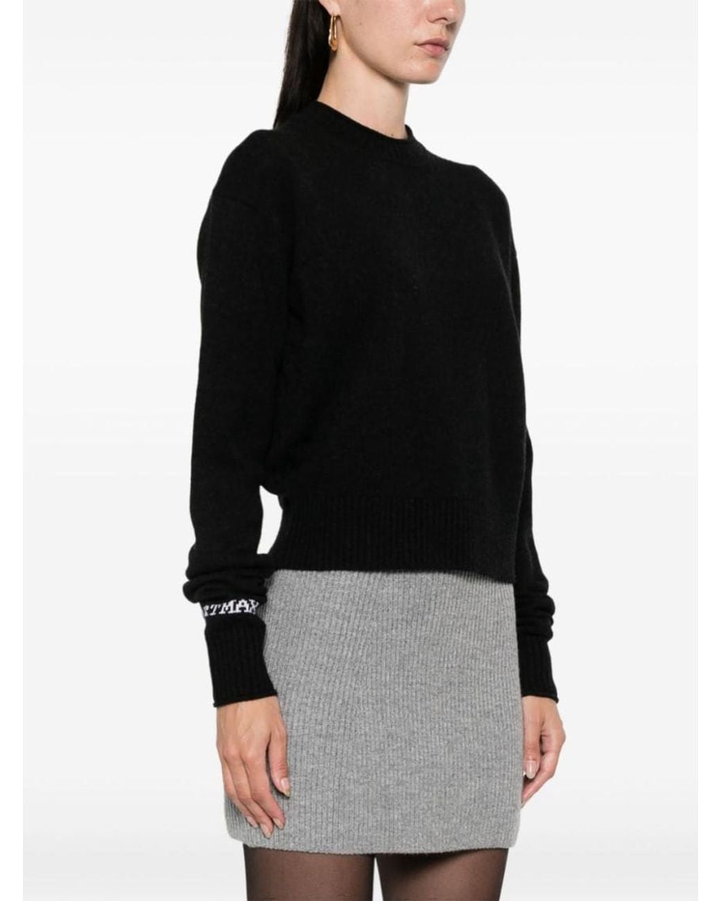 Sportmax Black Wool Crewneck Sweater