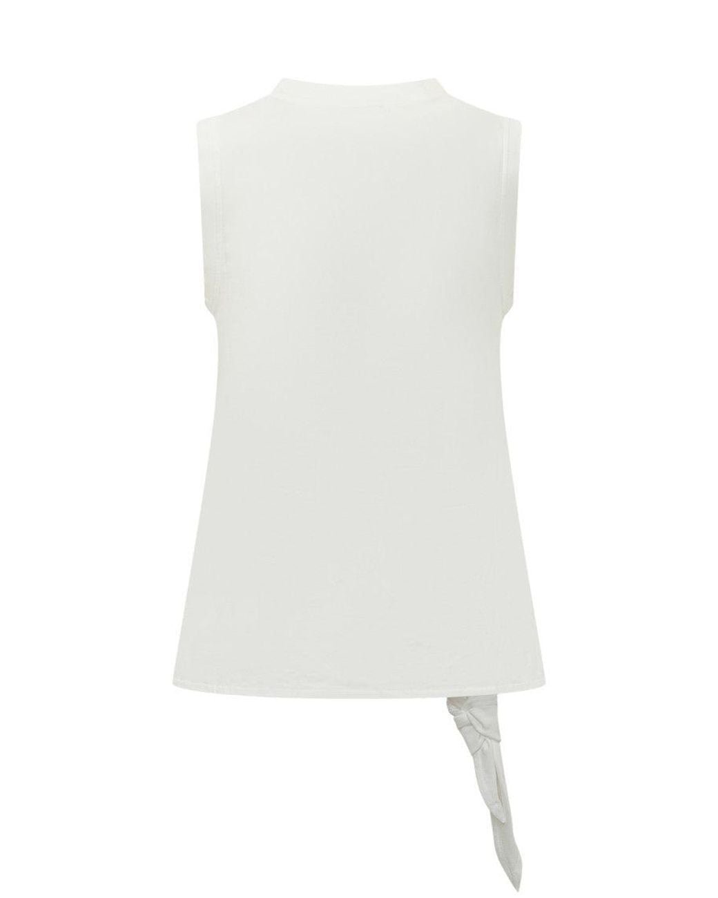 J.W. Anderson White Solid Crew Neck Top