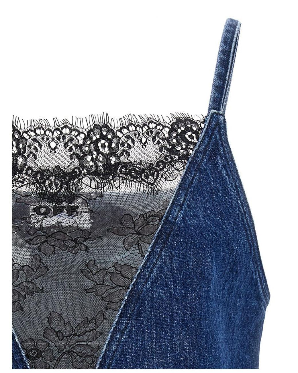 Off-White c/o Virgil Abloh Blue Off- 'Lace 20'S Slip' Top