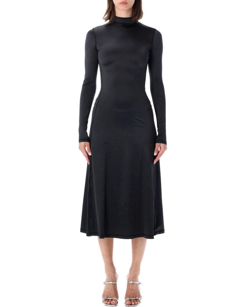 DIESEL Black Mock Collar Midi Dress