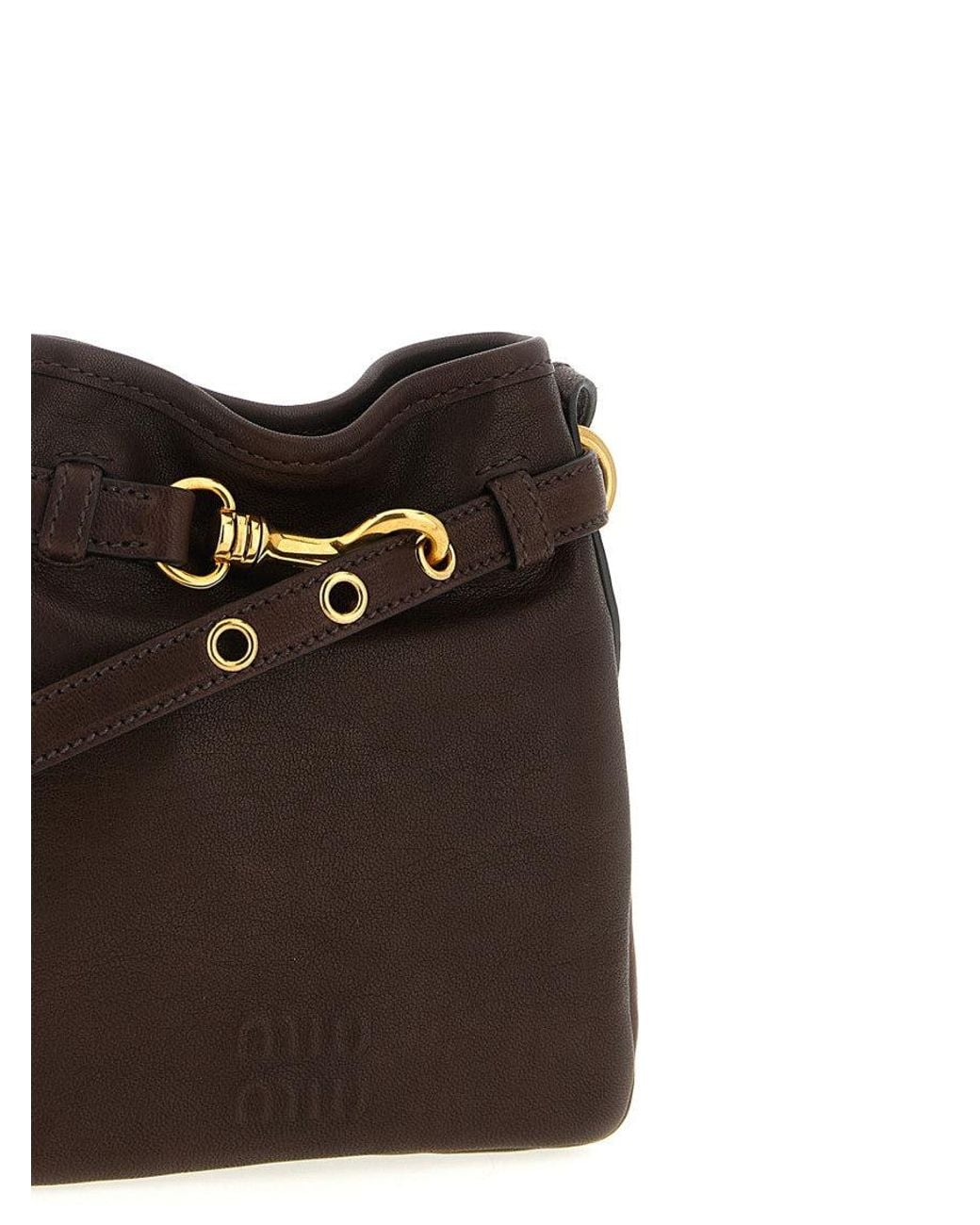 Miu Miu Brown Dark Logo Bucket Bag