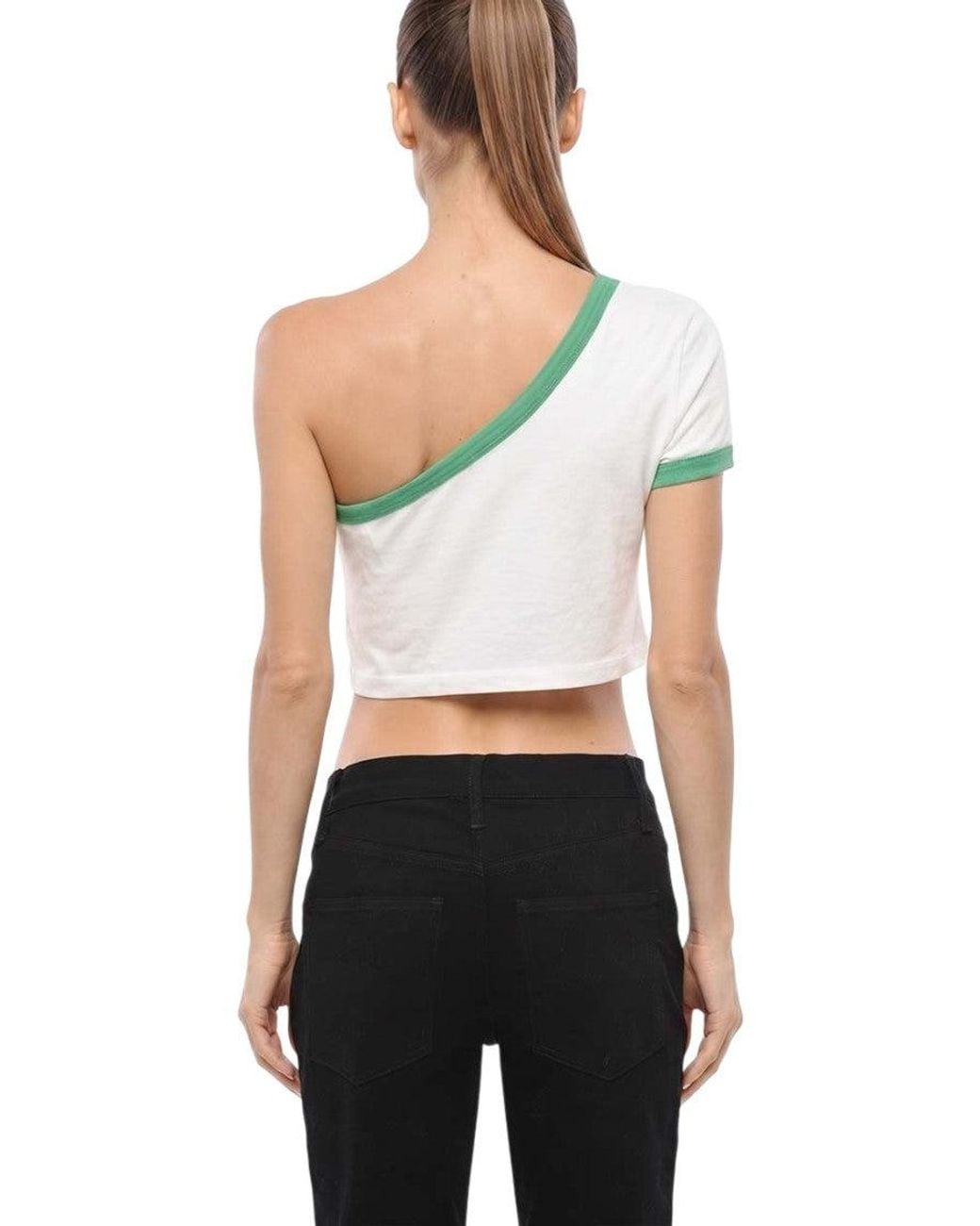 DSquared² White Textured One Shoulder Top