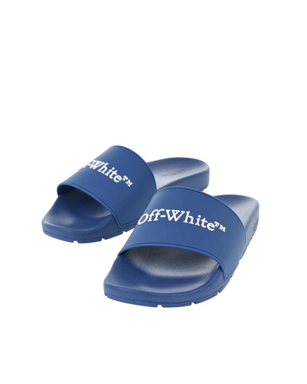 Off-White c/o Virgil Abloh Blue Logo Embossed Slides