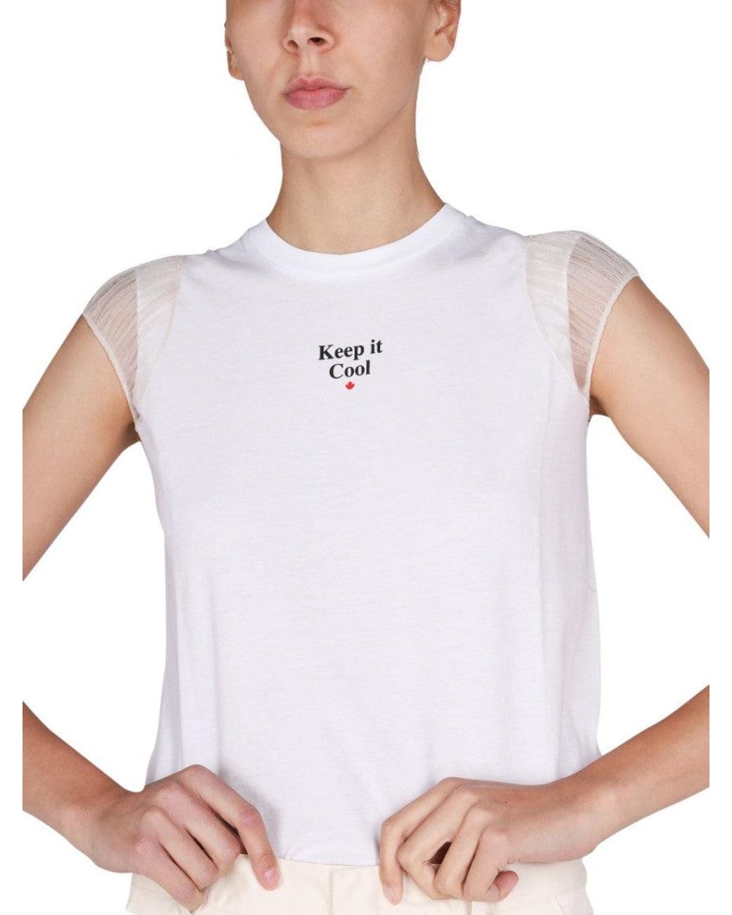 DSquared² White Graphic Crew Neck T-Shirt
