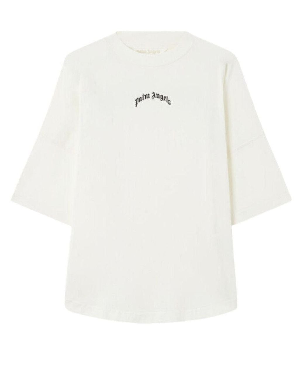 Palm Angels White Logo Crew Neck T-Shirt