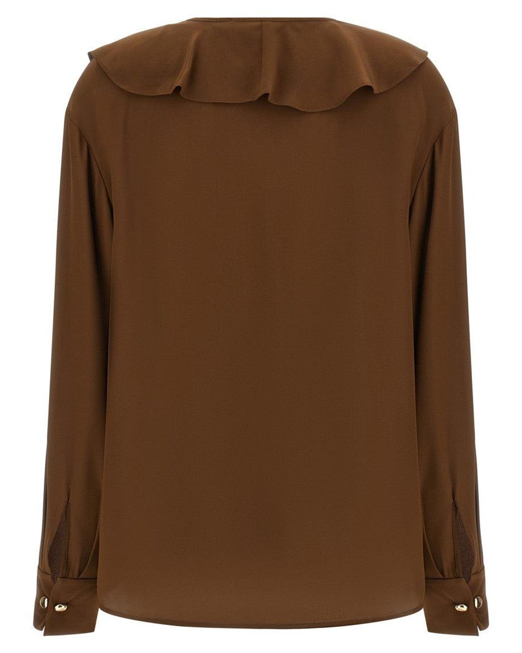 Max Mara Brown Ruffle Round Neck Top