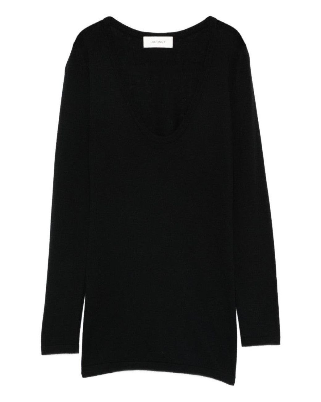 Lisa Yang Black Scoop Neck Sweater