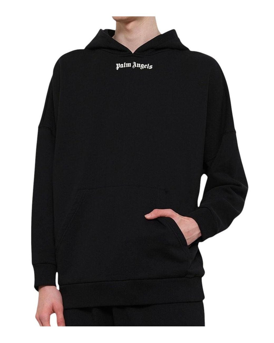 Palm Angels Black Relaxed Logo Hoodie for men
