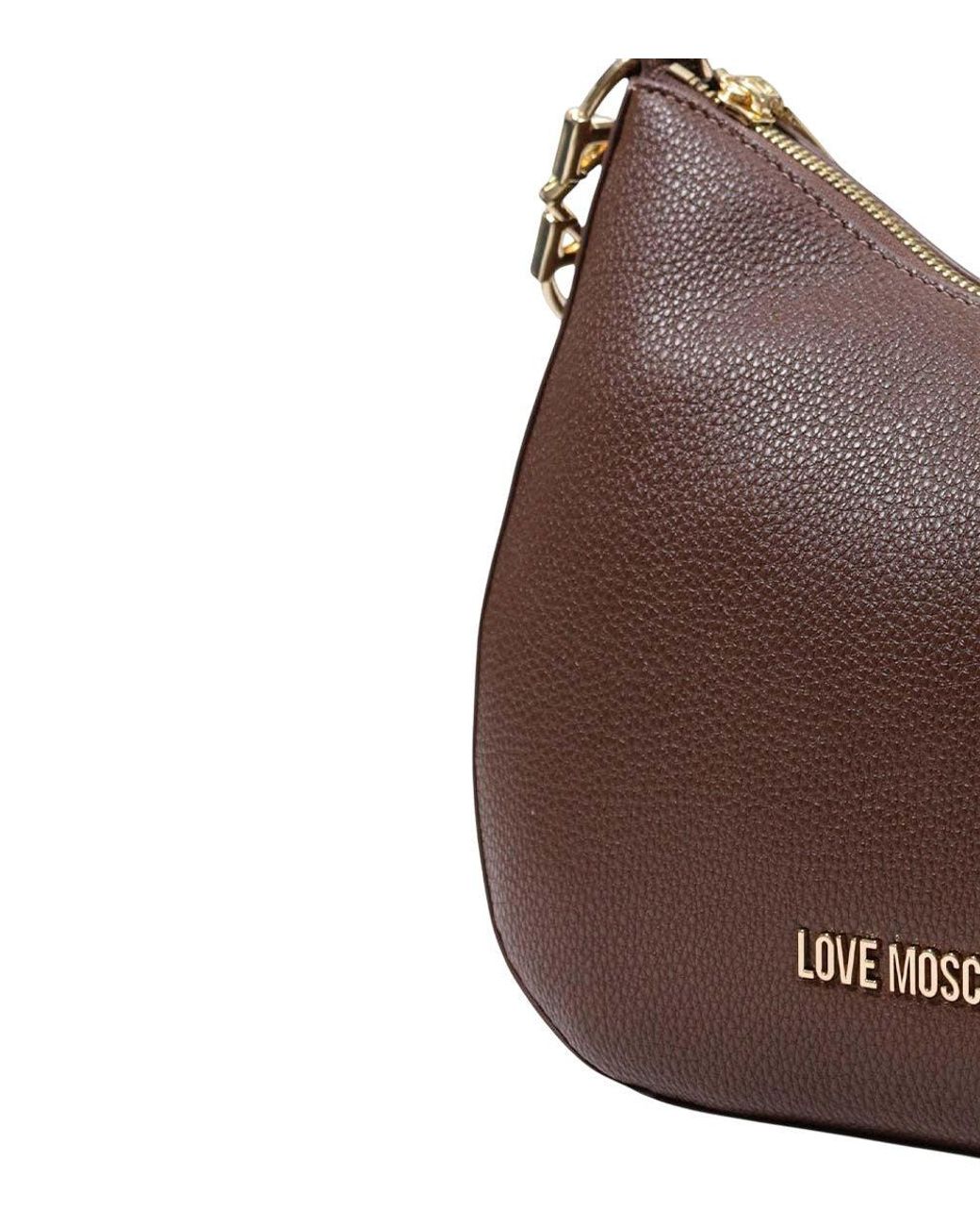 Love Moschino Brown Logo Medium Shoulder Bag