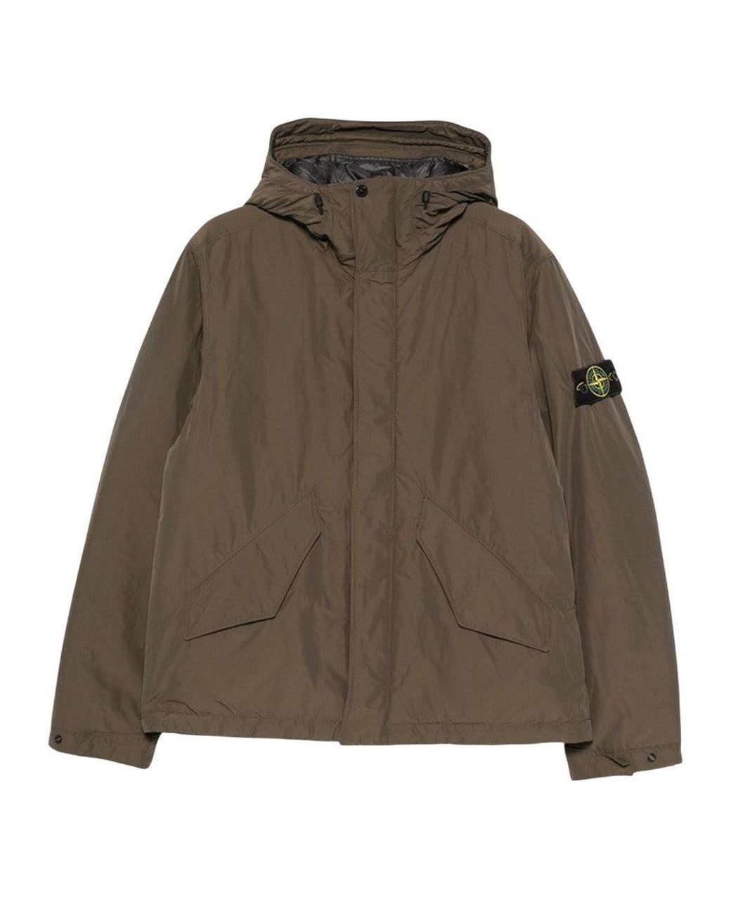 Stone Island Green Logo Hood Jacket for men
