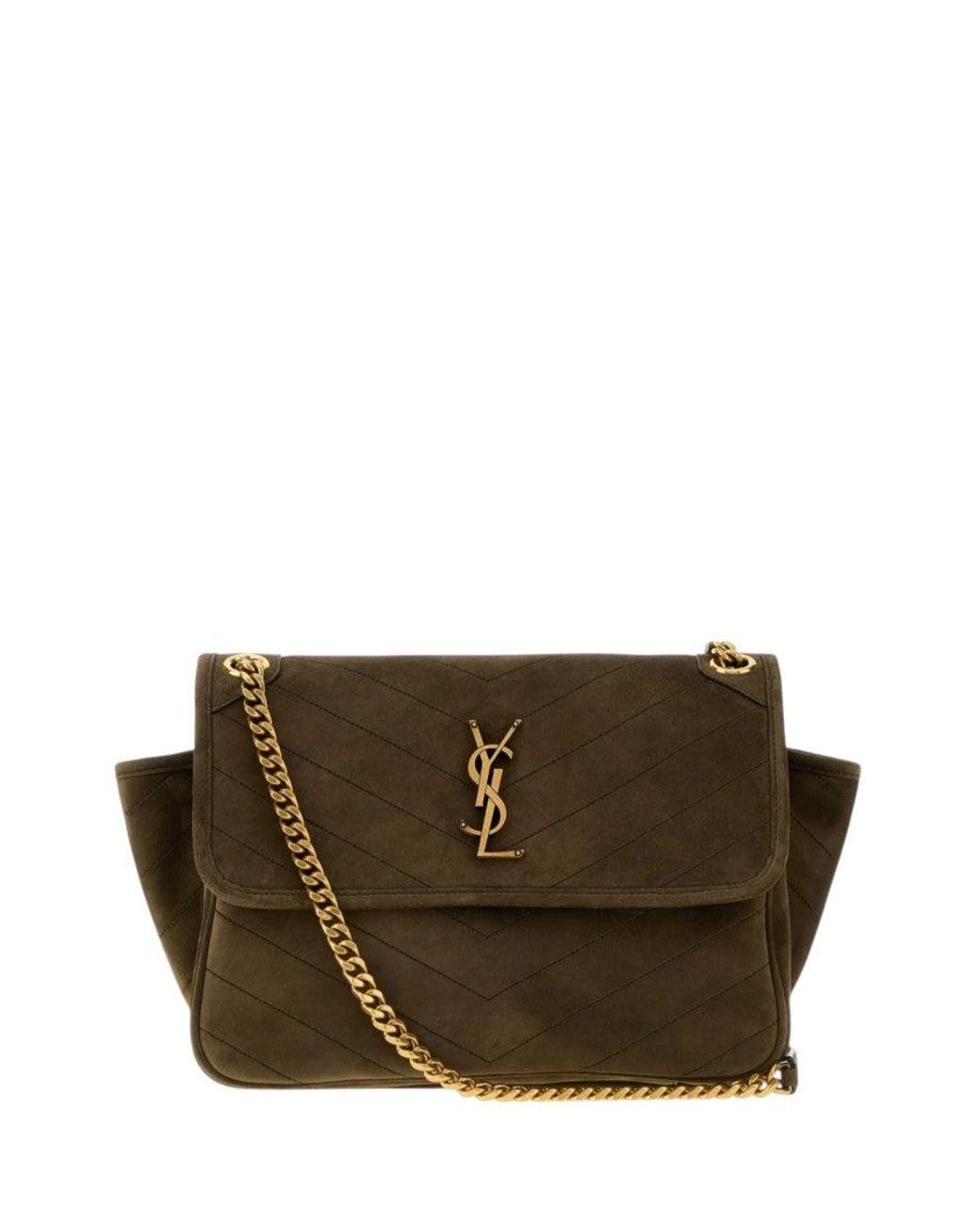 Saint Laurent Brown Army Suede Niki Tripouch Shoulder Bag