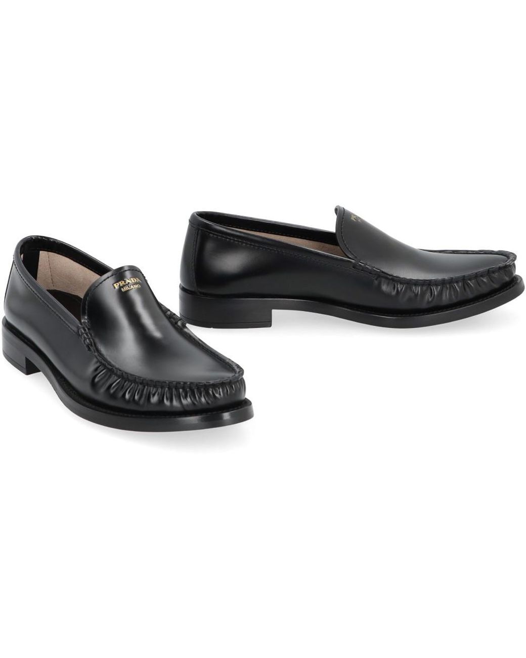Prada Black Leather Loafers Calf
