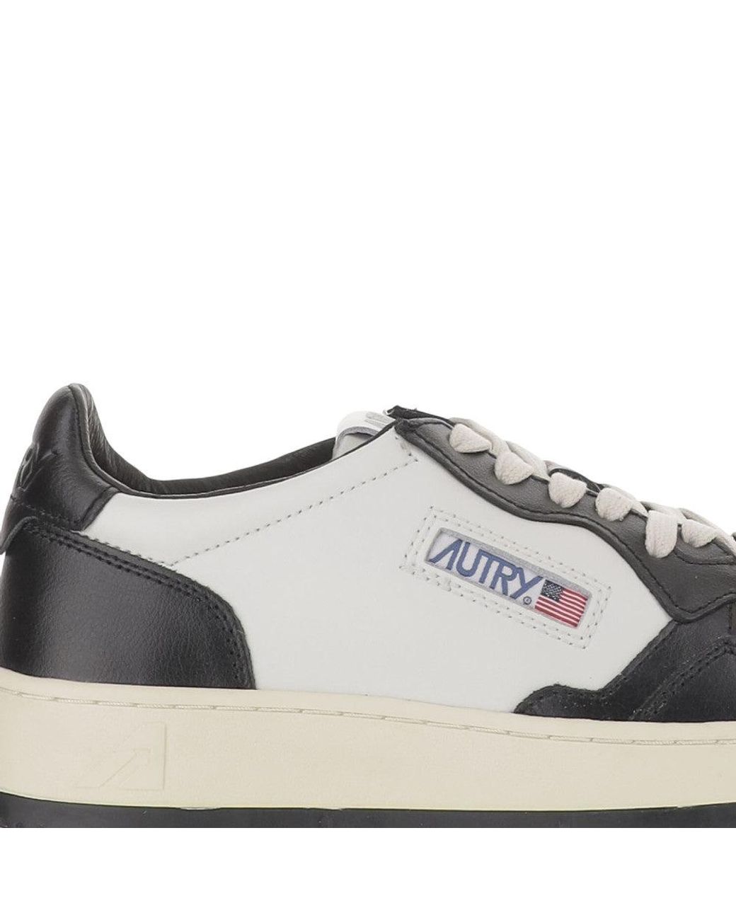 Autry Gray Low-Top Leather Sneakers With Panel Design And Logo Accents