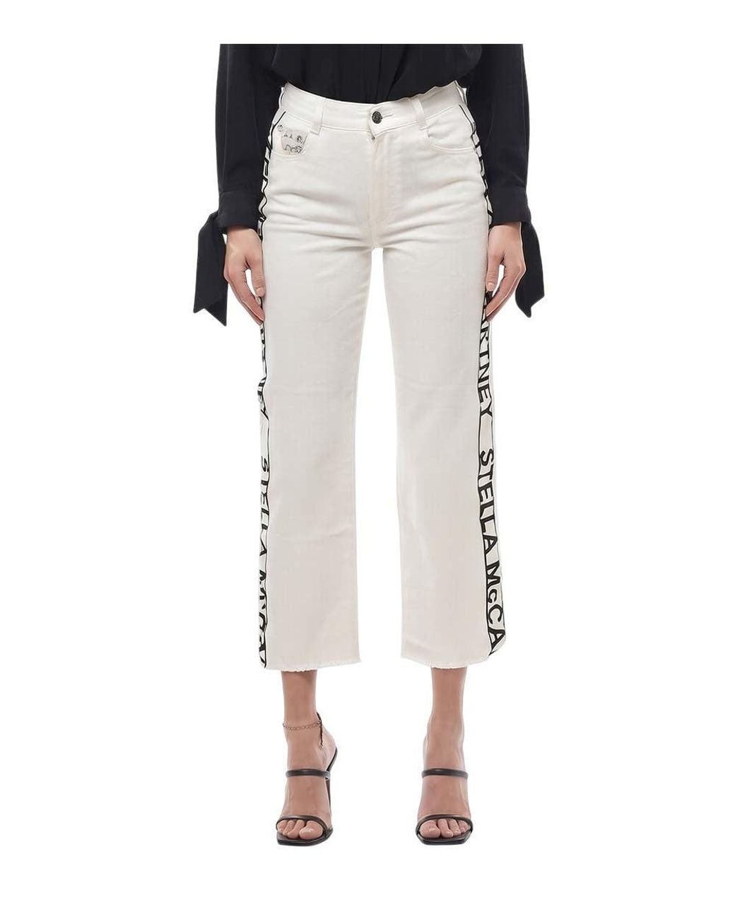Stella McCartney White Straight High Rise Jeans