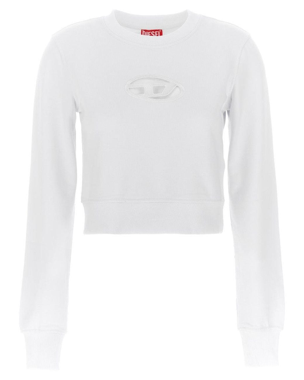 DIESEL White Cropped Sweatshirt