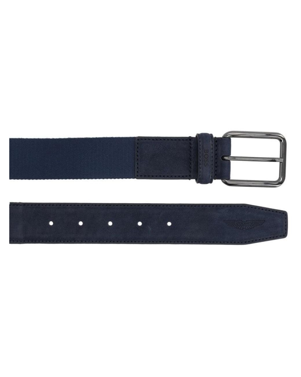 Boss Blue Textured Buckle Belt for men