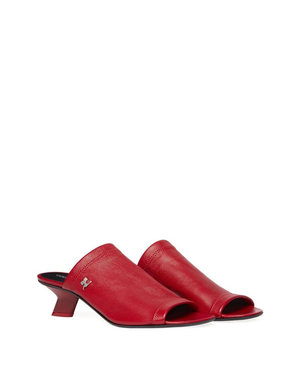 Courreges Red Wet Stretch Mules