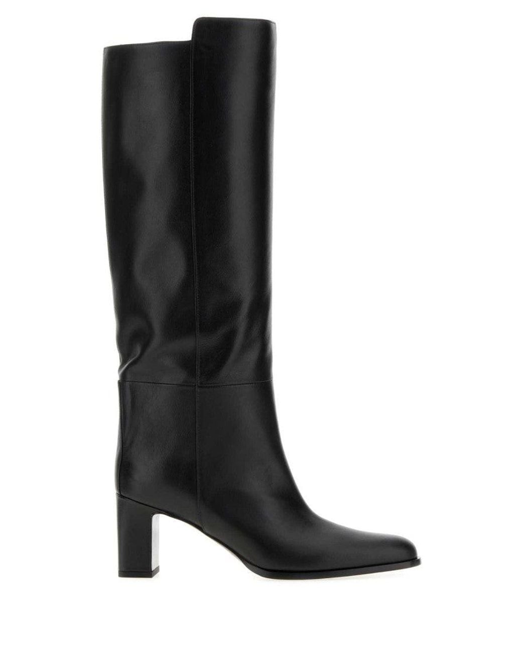 Jimmy Choo Black Caly Leather Heel Boots