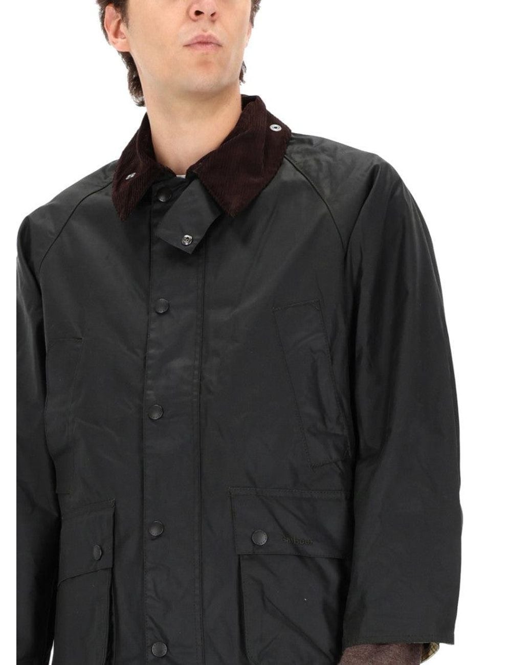 Barbour Black Solid Shirt Collar Jacket for men