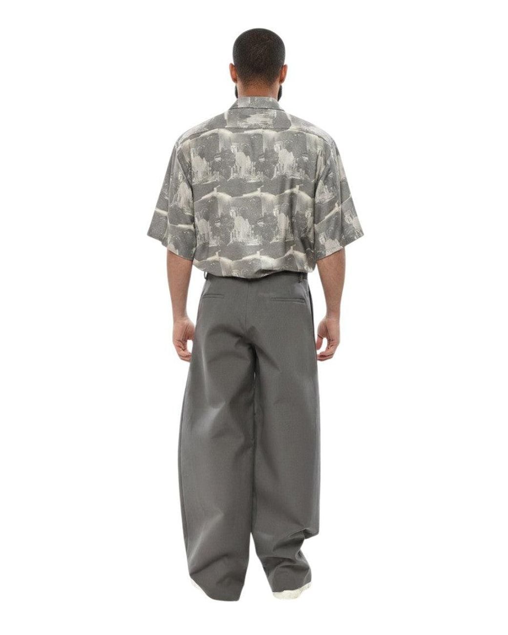 1989 STUDIO Gray Loose Solid Trousers for men