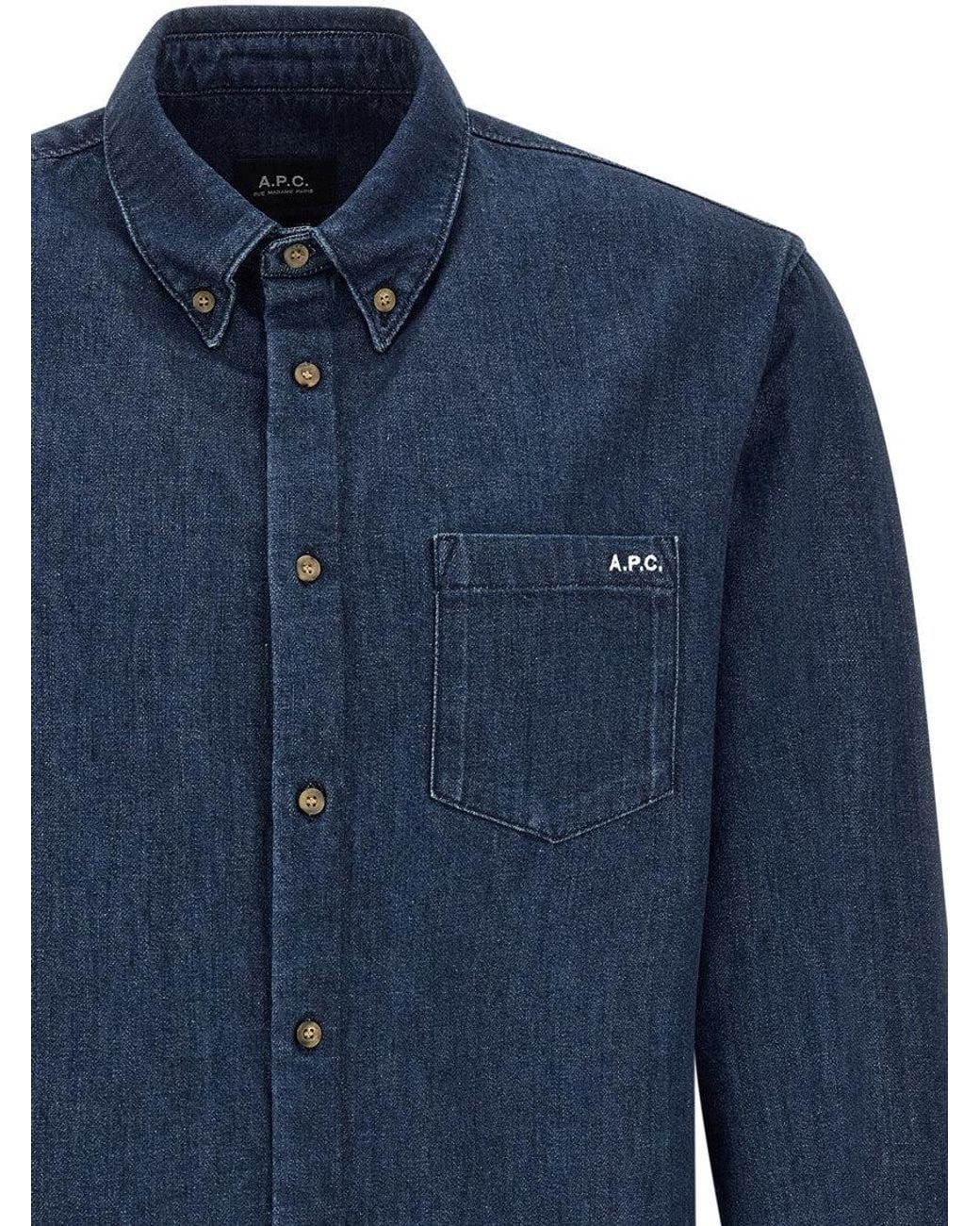 A.P.C. Blue Regular Solid Shirt for men