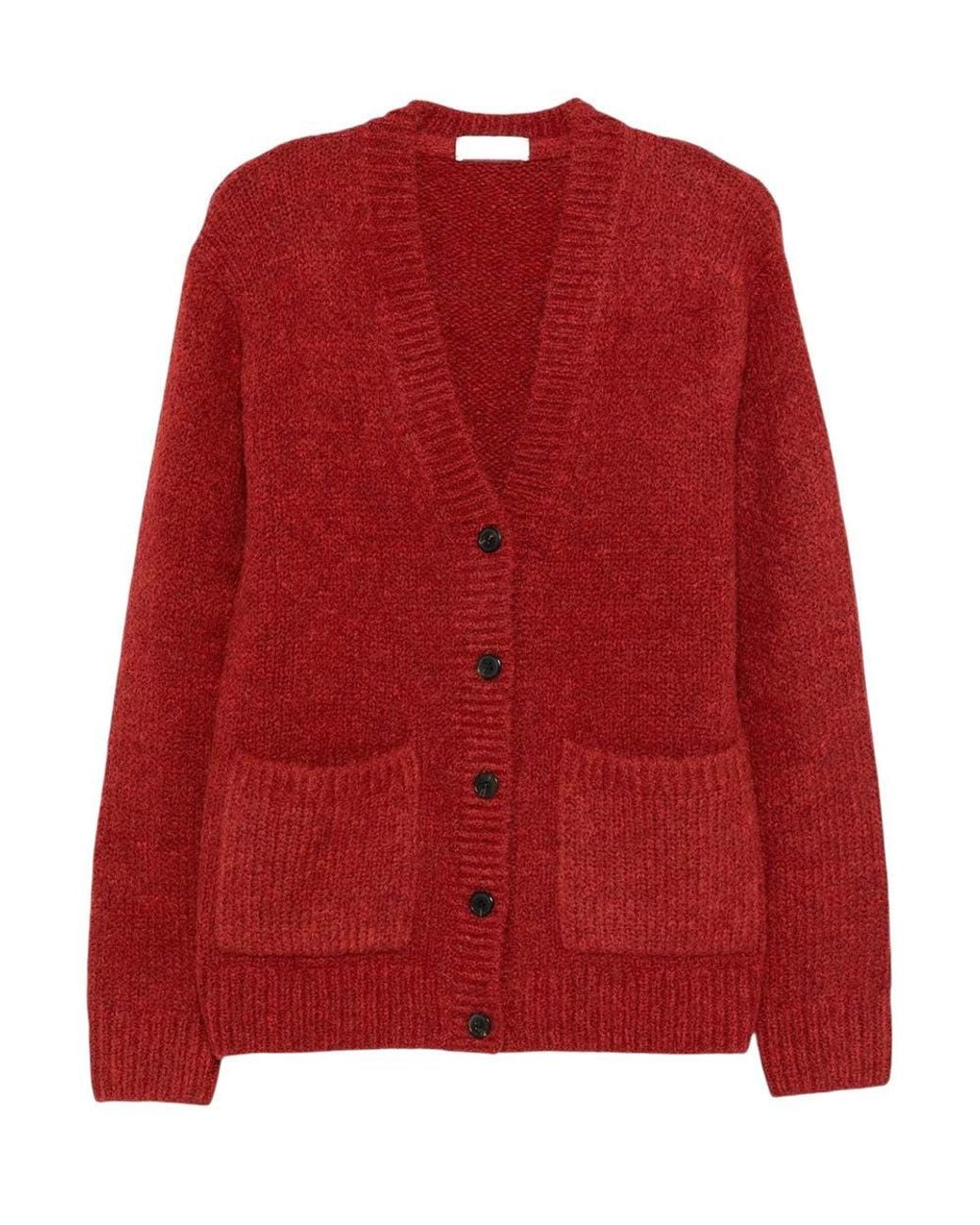 Dries Van Noten Red V Neck Cardigan