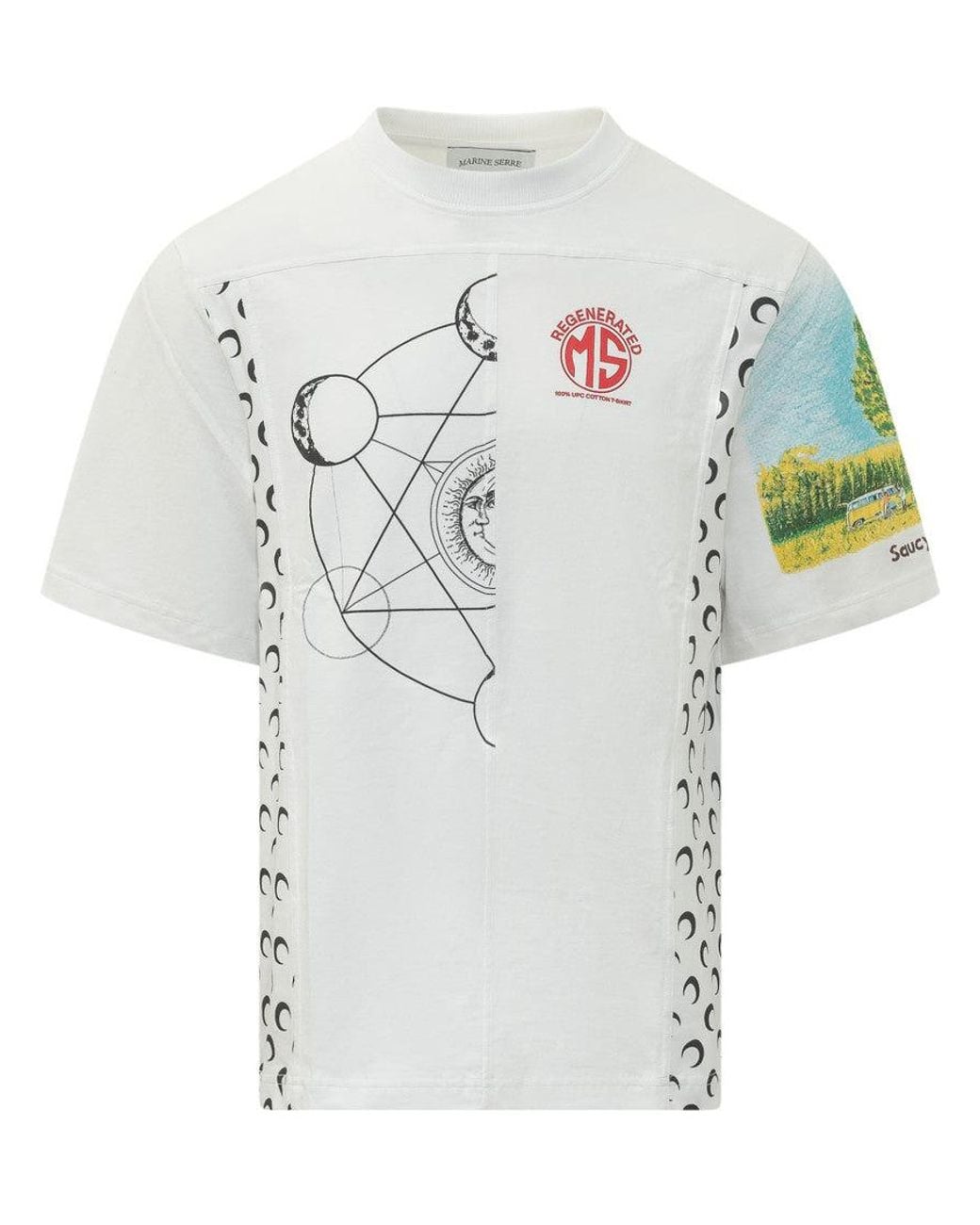 MARINE SERRE White Graphic Crew Neck T-Shirt for men